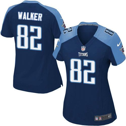 Nike Titans #82 Delanie Walker Navy Blue Alternate Women's Stitched NFL Elite Jersey